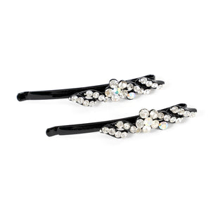 Black Grips with Flower Crystal Stones - Pair