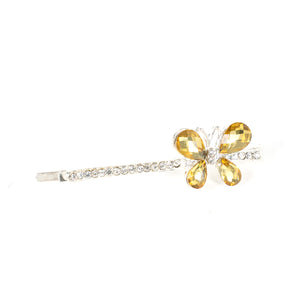 Silver Diamante Butterfly Grip with Yellow Butterfly - 1 piece