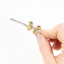 Load image into Gallery viewer, Silver Diamante Butterfly Grip with Yellow Butterfly - 1 piece
