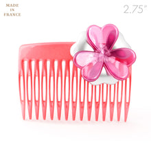 Load image into Gallery viewer, French Medium Pink Hair Comb with Flower