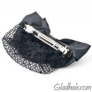 Bow Style Barrette with a Black Net for Bun