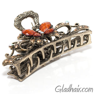 Metal Butterfly Style Hair Claw with Crystals