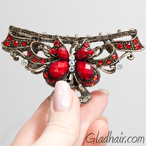Metal Butterfly Style Hair Claw with Red Crystals