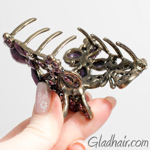 Metal Two Butterflies Style Hair Claw with Crystals