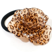 Load image into Gallery viewer, Animal Print Acrylic Rose Scrunchie with Crystals