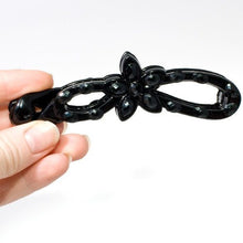 Load image into Gallery viewer, Black Flower Shaped Banana Clip with Studded Design 