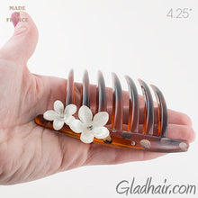 Load image into Gallery viewer, Tortoise Shell French Twist Hair Comb with Rhinestone Roses