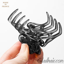 Load image into Gallery viewer, French Fancy Flat Black Plastic Hair Claw