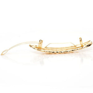 French Small Gold Color Metal Barrette