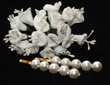 Load image into Gallery viewer, Gilt Grip with Pearl and Crystal Stones - Pair