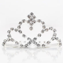 Load image into Gallery viewer, Heart Shaped Silver Colored Small Metal Tiara