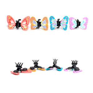 Assorted Bright Colored Fimo Butterfly Mini Clamps - Card of 4