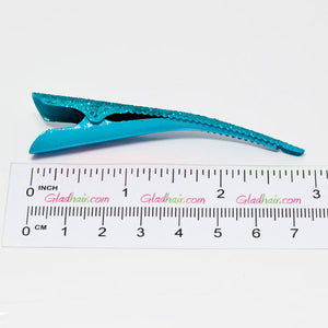 Bright Colored Teal Glitter Beak Clips - Pair
