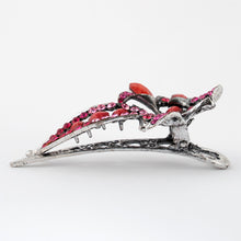 Load image into Gallery viewer, Flower Shaped Vintage Metal Beak Clip with Red Stones