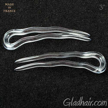 Load image into Gallery viewer, Small French Crink Clear Hair Pins - Pair
