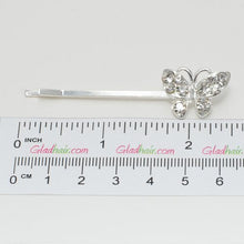 Load image into Gallery viewer, Silver Crystal Butterfly Grips - Pair