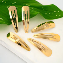 Load image into Gallery viewer, Metal Gold Colored Snap Clip for All Hair Types - Pack of 6