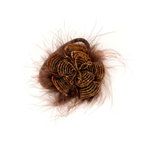 Load image into Gallery viewer, Beaded Flower and Feather Elastic Ponytail Holder