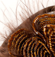 Load image into Gallery viewer, Beaded Flower and Feather Elastic Ponytail Holder