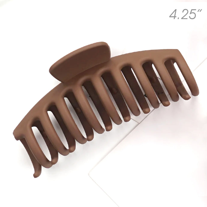 Medium Brown Matte Sausage Shape Plastic Hair Claw