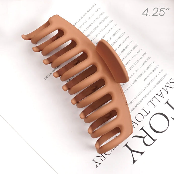Medium Latte Matte Sausage Shape Plastic Hair Claw