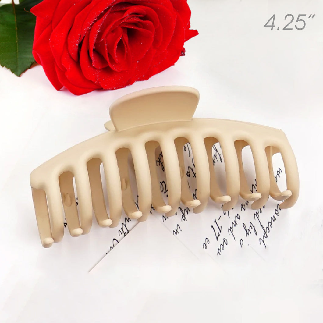 Medium White Matte Sausage Shape Plastic Hair Claw