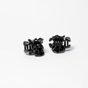 Unisex Small Black Twist Plastic Hair Claw - Pair