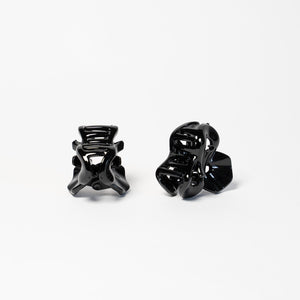 Unisex Small Black Twist Plastic Hair Claw - Pair