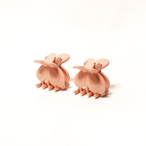 Small Butterfly Peach Pink Hair Claw - Pair
