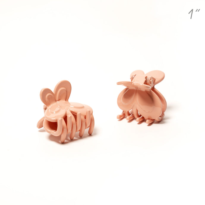 Small Butterfly Peach Pink Hair Claw - Pair