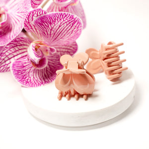 Small Butterfly Peach Pink Hair Claw - Pair