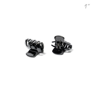 Small Unisex Black Solid Flat Teeth Hair Claws - Pair