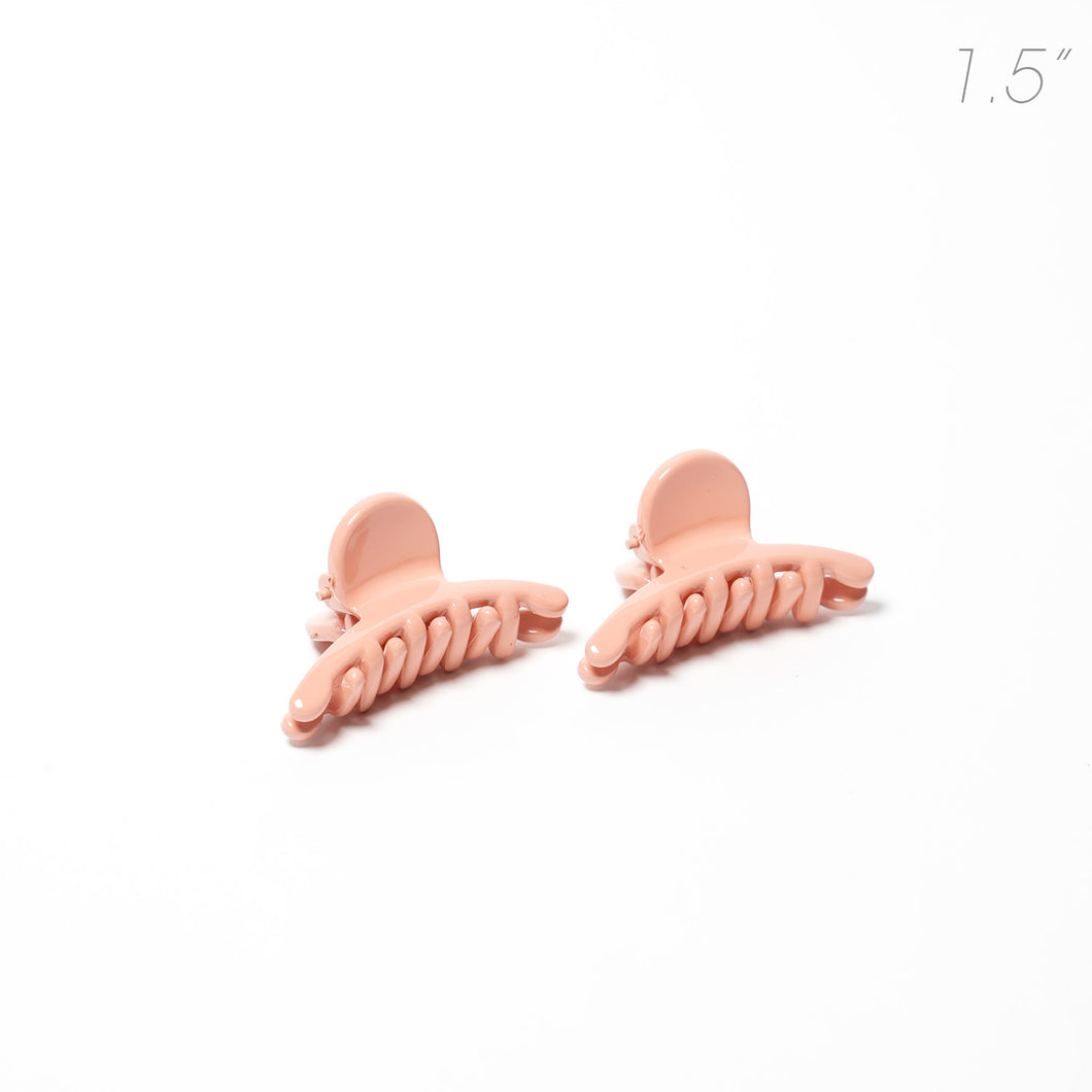 Small Curved Peach Pink Hair Claw - Pair