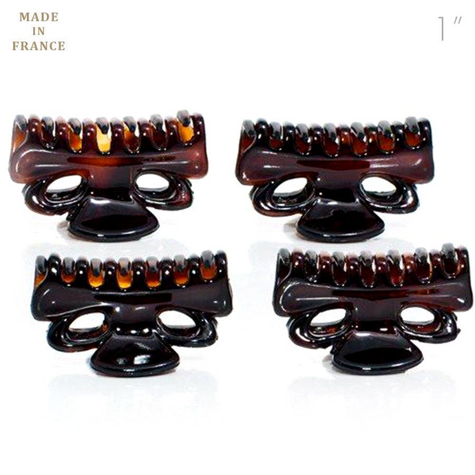 French Mini Hump Tortoise Hair Claw - Pack of 4
