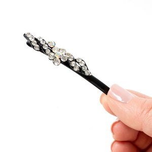 Black Grips with Flower Crystal Stones - Pair