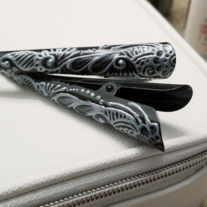 Hand Decorated Henna Style Metal Beak Clips - pair