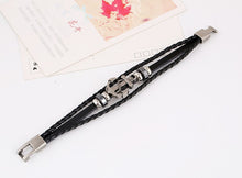 Load image into Gallery viewer, Handmade Retro Leather Anchor Charm Bracelet Men Vintage Braided Bracelet - 8in