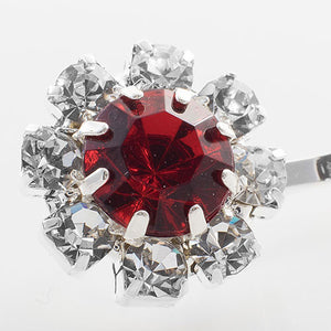 Swarovski Bobby Pins with Red Crystal Stones - Pair