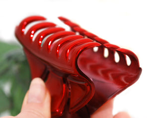 Metallic Red Color Hexagon Hair Claw