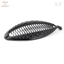 Load image into Gallery viewer, French Stitched Black Banana Hair Clip
