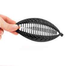 Load image into Gallery viewer, French Stitched Black Banana Hair Clip