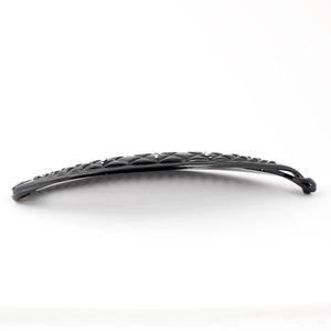 French Stitched Black Banana Hair Clip with Crystals