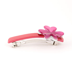 Pink Barrette with Flower Decoration