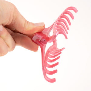 French Medium Open Pink Plastic Hair Claw