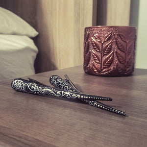 Hand Decorated Henna Style Metal Beak Clips - pair