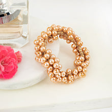 Load image into Gallery viewer, Pearl Beads Champaign Colored Ponytail Elastic