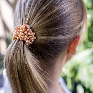 Pearl Beads Champaign Colored Ponytail Elastic