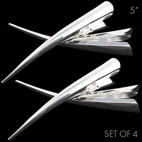 Silver Color Metal Beak Clip With Teeth - Set of 4