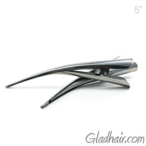 Chrome Color Metal Beak Clip with Teeth - Pair