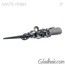 Load image into Gallery viewer, Large Metal Beak Clip with Flower Decor Matte Black - 1 piece